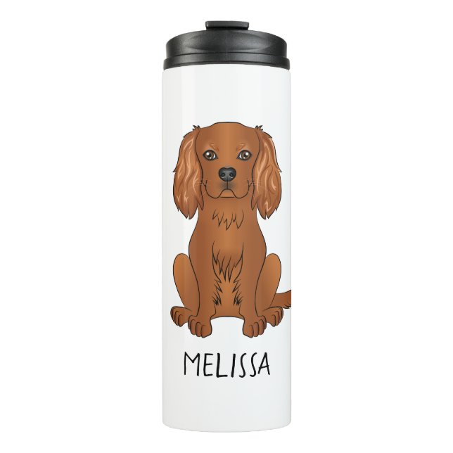 Termo Perro Spaniel Cavalier King Charles Ruby y Nombre (Anverso)