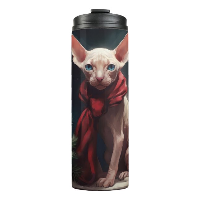 Termo Perro Sphynx en Navidad con Nieve (Anverso)
