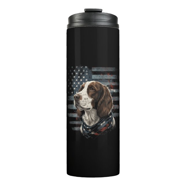 Termo Perro Springer Spaniel Bandera Americana (Anverso)