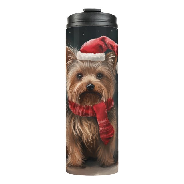 Termo Perro Terrier de Yorkshire en Navidades de Nieve (Anverso)