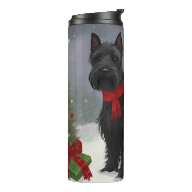 Termo Perro Terrier Escocés en Navidad con Nieve (Rotado hacia la izquierda)
