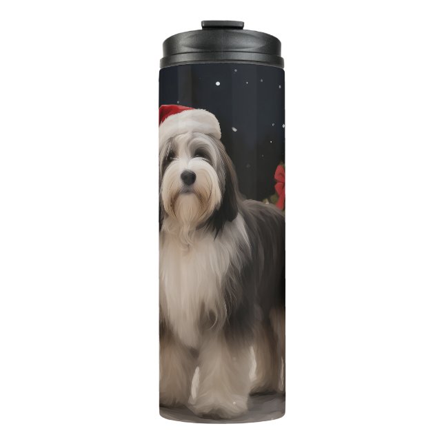 Termo Perro terrorífico tibetano en Navidades de nieve (Anverso)