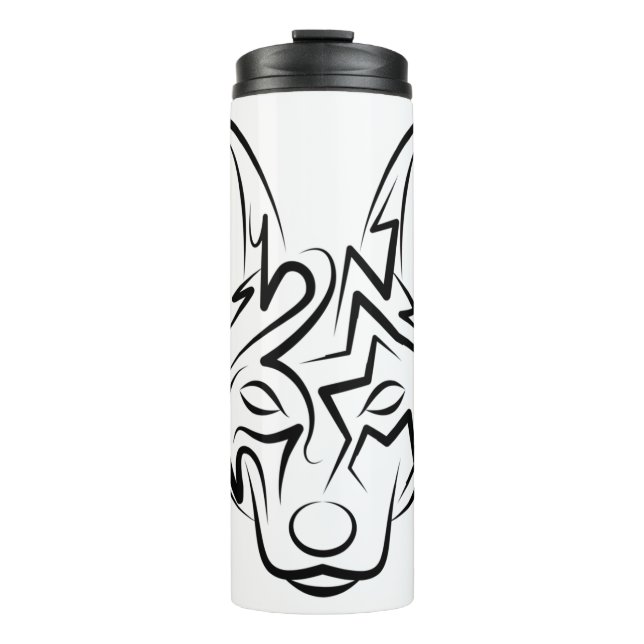 Termo Perro tribal blanco y negro (Anverso)