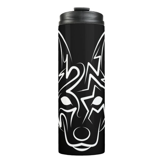 Termo Perro tribal blanco y negro (Anverso)