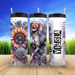 Termo Perro Vizsla en arte floral
