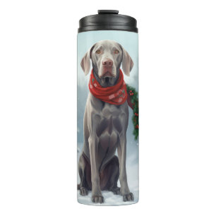 Termo Perro Weimaraner en Navidades de nieve