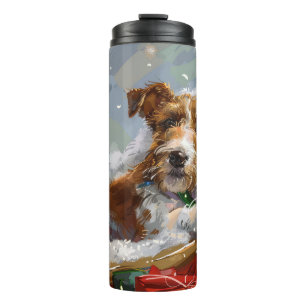 Termo Perro Wire Fox Terrier Navidad Festiva