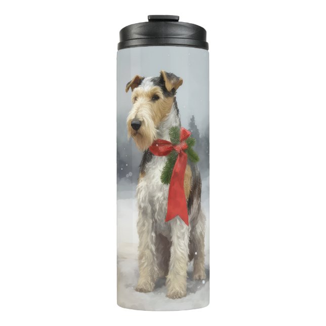 Termo Perro Wirefox Terrier en Navidad de Nieve (Anverso)