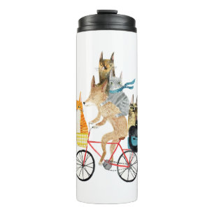 Termo Perro y gatos en bicicleta