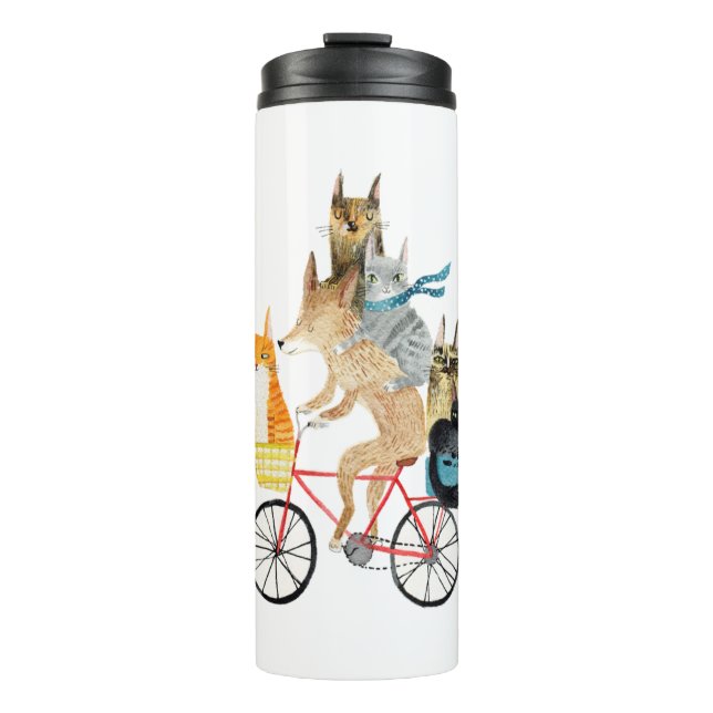 Termo Perro y gatos en bicicleta (Anverso)
