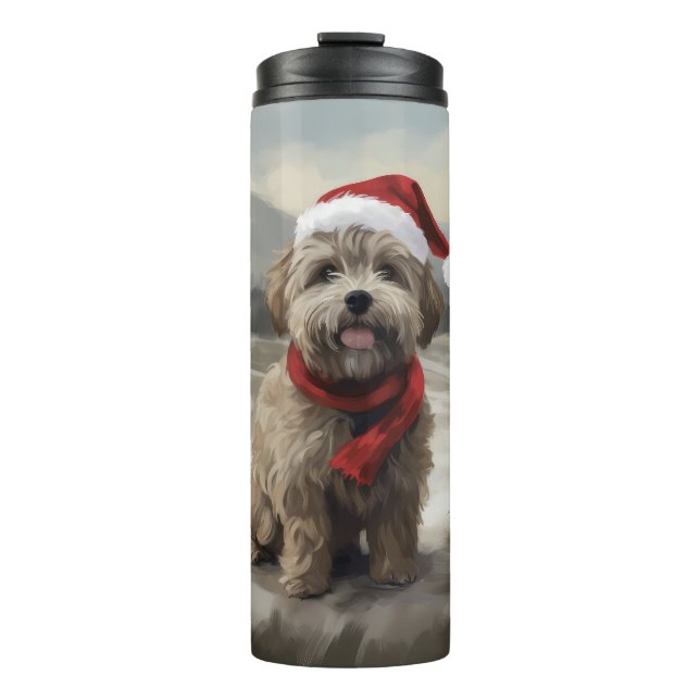 Termo Perro Yorkipoo en Navidades de nieve (Anverso)