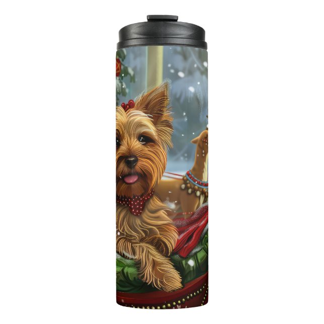 Termo Perro Yorkshire Terrier Navidad Festiva (Anverso)