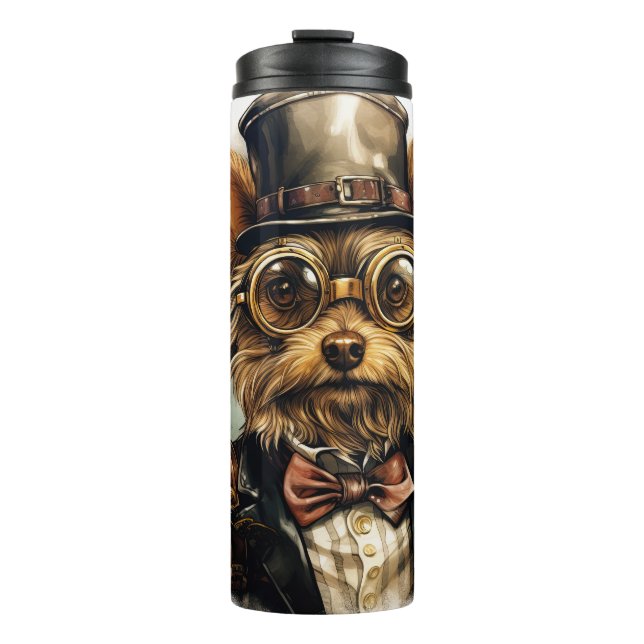 Termo Perro Yorkshire Terrier Steampunk (Anverso)