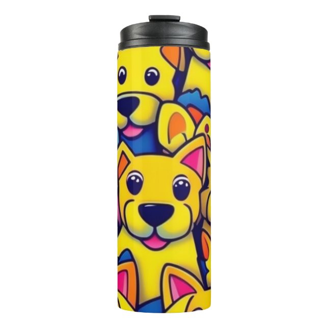 Termo Perros alegres y coloridos, perros felices (Anverso)