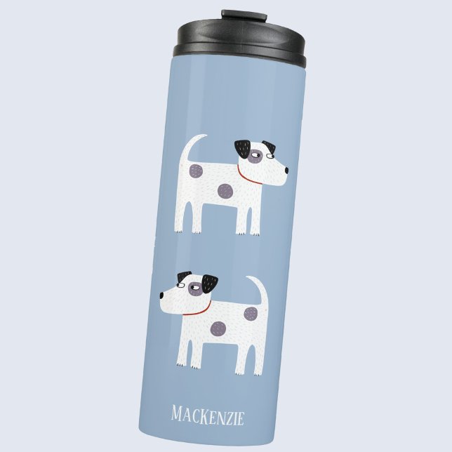 Termo Perros Jack Russell Terrier Nombre Personalizado (Fun personalized custom name Jack Russell terrier dog thermal tumbler water bottle)