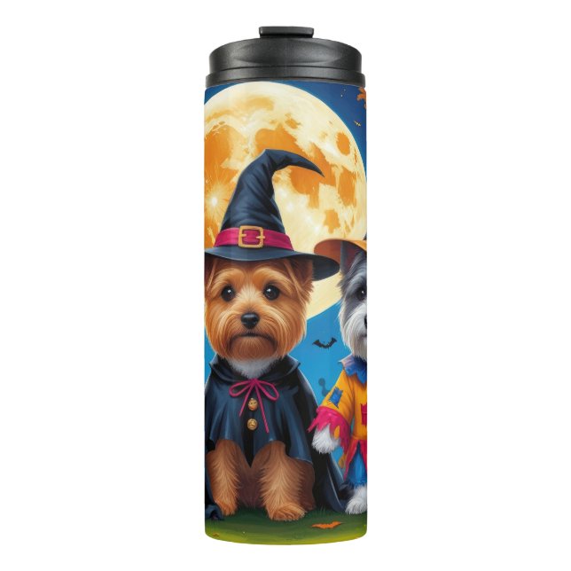 Termo Perros Terrier Cairn Calabaza Halloween Divertido (Anverso)