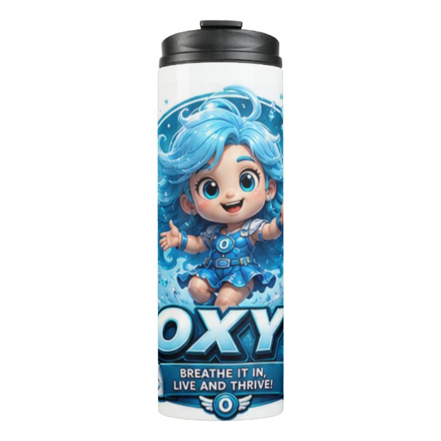 Termo Personaje de oxígeno ATOMIVRA: héroe que da vida (Anverso)