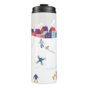 Termo Personajes del fondo de la temporada de invierno. 