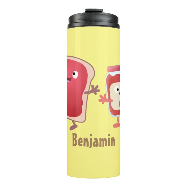 Termo Personajes divertidos de la caricatura sobre pan y (Anverso)