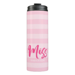 Termo Personalice con el nombre de las franjas rosadas d