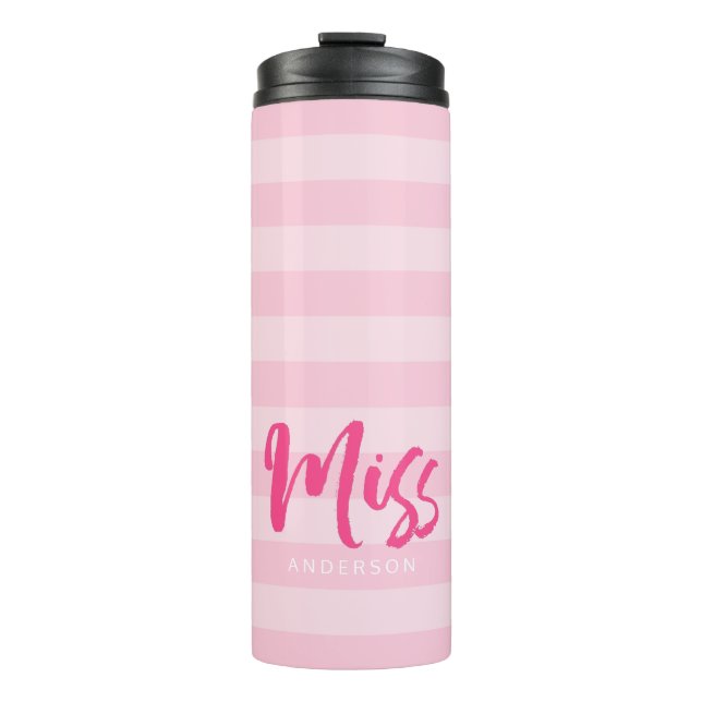 Termo Personalice con el nombre de las franjas rosadas d (Anverso)