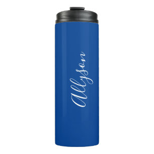 Termo Personaliza Nombre Escritura Blanca Vertical, Azul