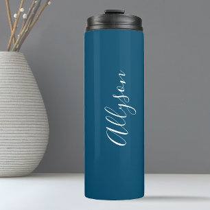 Termo Personaliza Nombre Escritura Blanca Vertical Azul 
