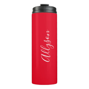 Termo Personaliza Nombre Escritura Blanca Vertical, Rojo