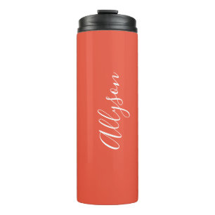 Termo Personaliza Nombre Escritura Blanca Vertical, Rojo