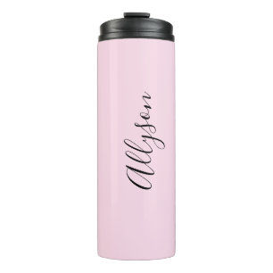 Termo Personaliza Nombre Escritura Negra Vertical, Rosa