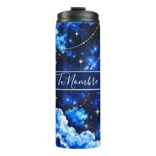 Termo personalizable Cielo estrellado azul y lun