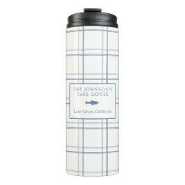 Termo Personalizable clásico Plaid Lake House Blue Fish
