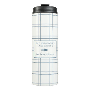 Termo Personalizable clásico Plaid Lake House Blue Fish