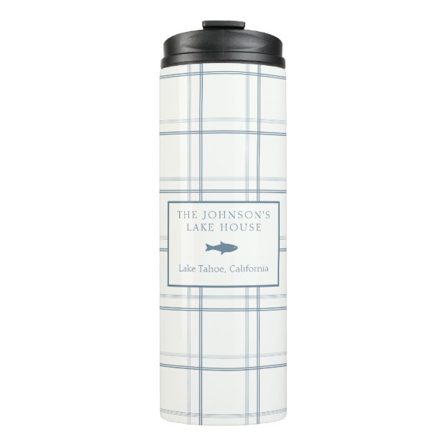 Termo Personalizable clásico Plaid Lake House Blue Fish (Anverso)
