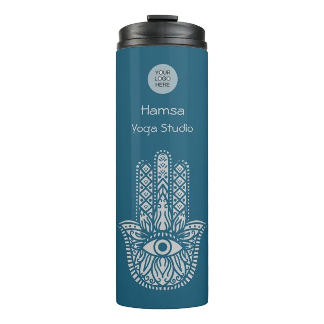 Termo Personalizable Hamsa, estudio de yoga verde verde  (Anverso)