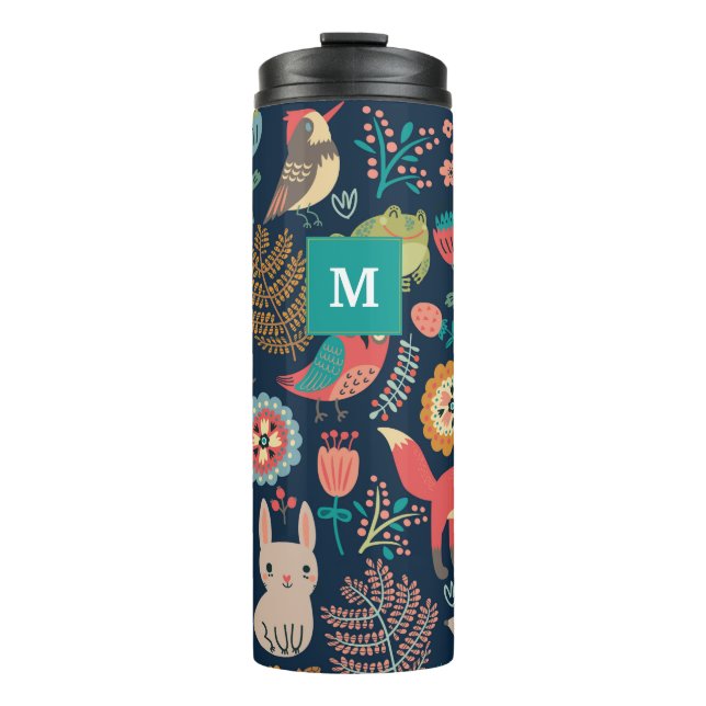 Termo Personalizable Monograma Estilo de bosque Tumbler  (Anverso)
