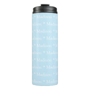 Termo Personalizable nombre patrón de texto azul claro b
