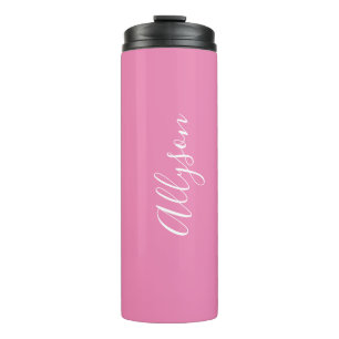 Termo Personalización Nombre Guión blanco vertical, rosa