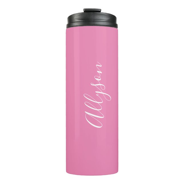 Termo Personalización Nombre Guión blanco vertical, rosa (Anverso)