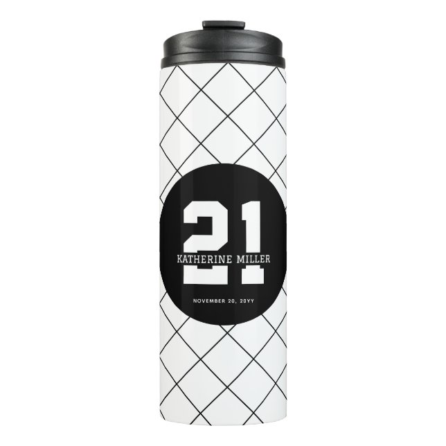 Termo Personalizado 21º cumpleaños Moderno y elegante (Anverso)
