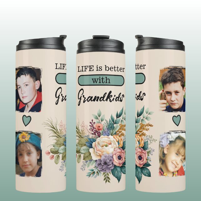 Termo Personalizado 4 foto nietos verde floral (Subido por el creador)