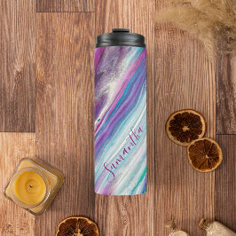 Termo Personalizado Abstracto Purpúreo Verdeazulado Bril