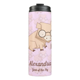 Termo Personalizado Año Chino Rosa del Cerdo