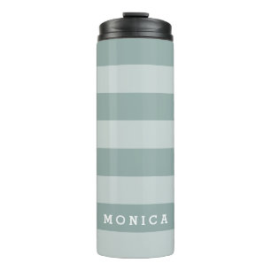 Termo Personalizado   Azul polvoriento a rayas