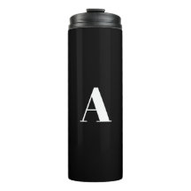 Personalizado blanco negro monogramado inicial mod