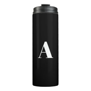 Termo Personalizado blanco negro monogramado inicial mod