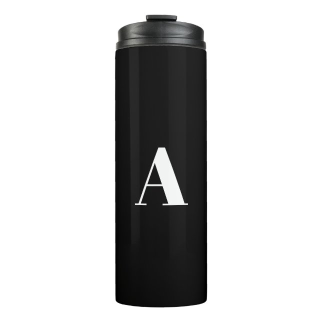 Termo Personalizado blanco negro monogramado inicial mod (Anverso)