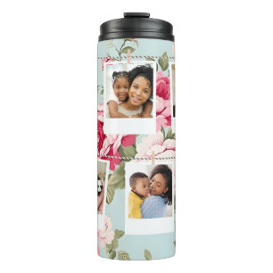 Termo Personalizado Collage de fotos floral Tumbler pers