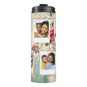 Termo Personalizado Collage de fotos floral Tumbler pers