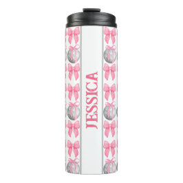 Termo Personalizado Coquette Pink Bows Disco Balls Regal
